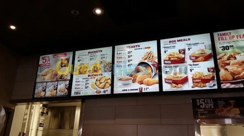 Menu board animé pour fastfood, snack