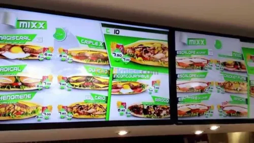 Menu board animé pour fastfood, snack