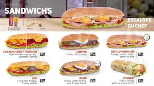 Menu board animé pour fastfood, snack