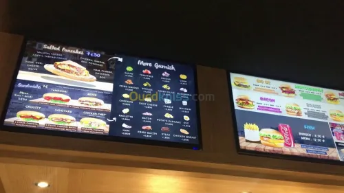 Menu board animé pour fastfood, snack