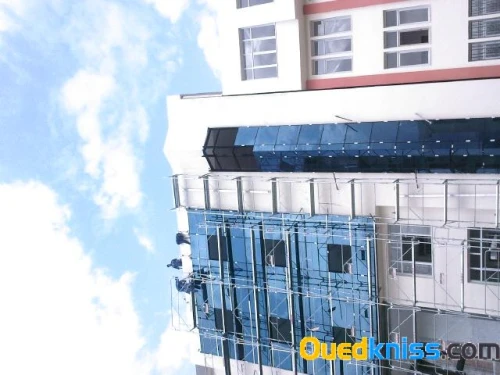 pose alluco bande mur rideau tout les facade vantile faux plafand placo platre et menuiserie alluminume.....