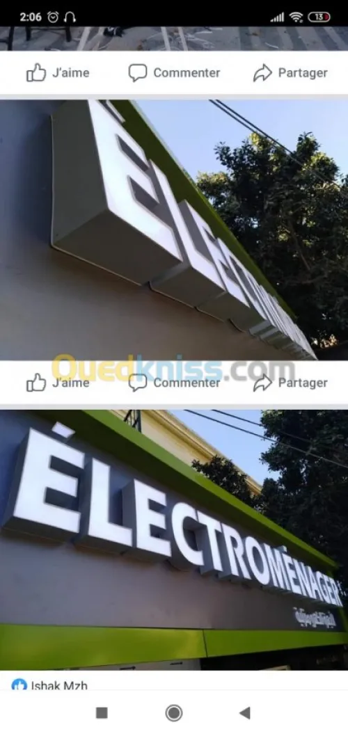 Enseigne lumineuse . Lettre en boîtier