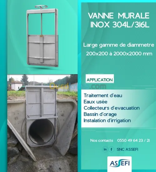 Vanne Murale inox 304L / 316L