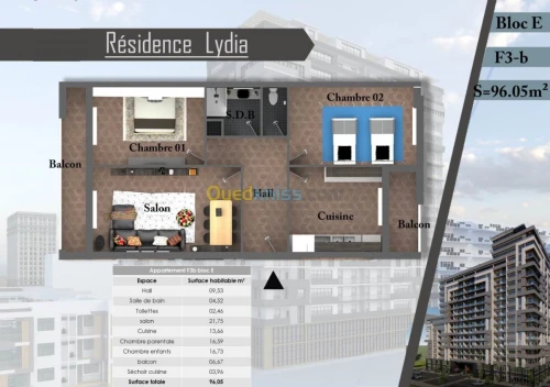 Vente Appartement F3 Oran Oran
