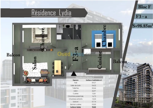 Vente Appartement F3 Oran Oran