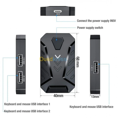 PACK Ensemble 4 en 1 avec clavier et souris, convertisseur Bluetooth mobiles Android et IOS