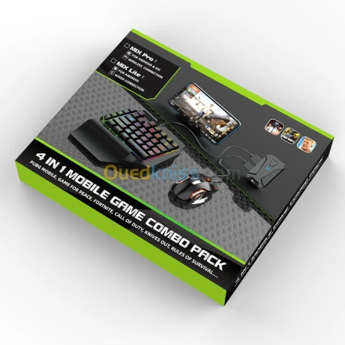 PACK Ensemble 4 en 1 avec clavier et souris, convertisseur Bluetooth mobiles Android et IOS