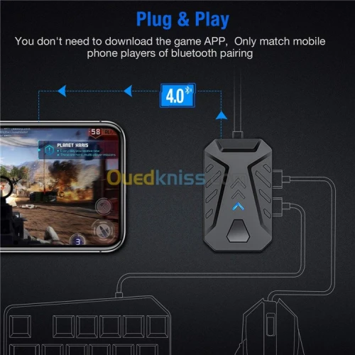 PACK Ensemble 4 en 1 avec clavier et souris, convertisseur Bluetooth mobiles Android et IOS