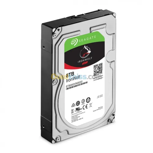 SEAGATE IRONWOLF NAS - DISQUE 8TB HDD - 3.5" SATA - RED NAS - 7200 RPM - cache 256 MO - CMR - ST8000VN004