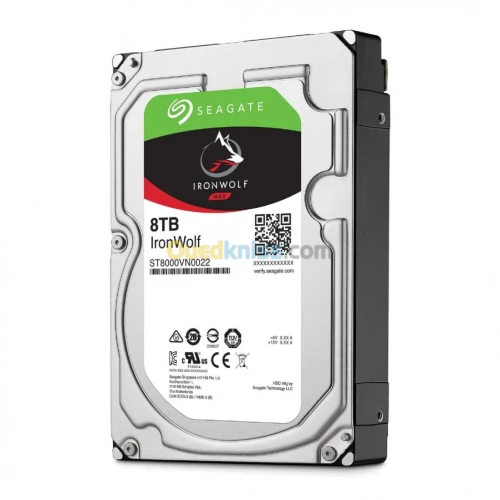 SEAGATE IRONWOLF NAS - DISQUE 8TB HDD - 3.5" SATA - RED NAS - 7200 RPM - cache 256 MO - CMR - ST8000VN004