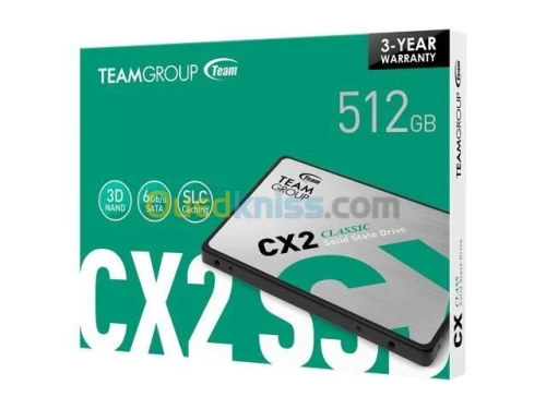 TEAMGROUP SSD CX2 512GB SATA 2.5" III 3D NAND - 3 YEAR WARANTY