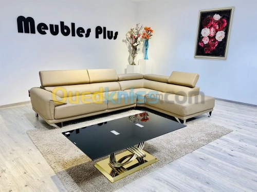 Salon d’angle en simili-cuir