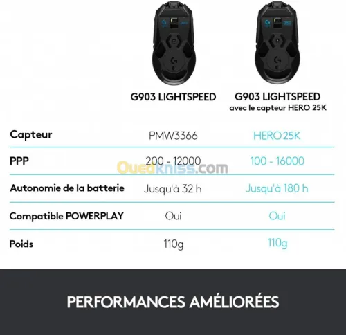 CLAVIER & SOURIS LOGITECH G903 LIGHTSPEED HERO PERFORMANCE GAMING PRO
