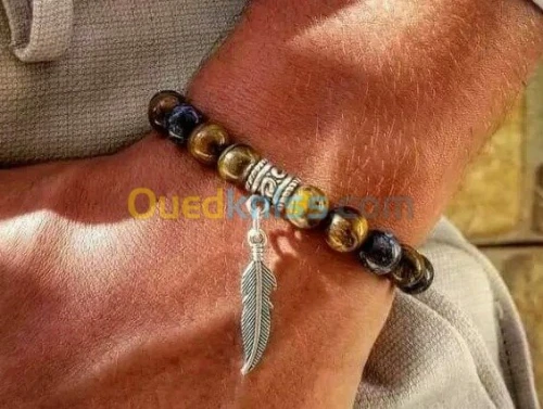 Bracelet homme pierres naturelles turq