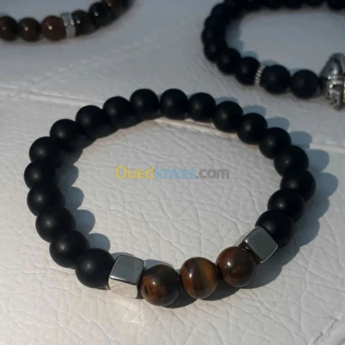 Bracelet homme pierres naturelles turq