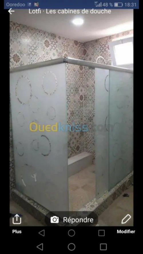 Aluminium , vitrine, douche italienne 