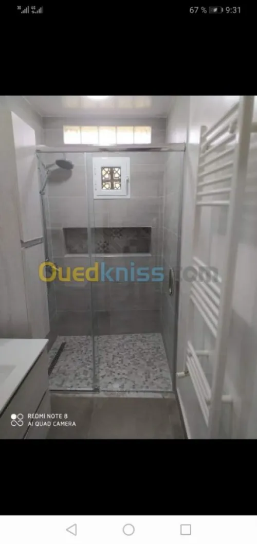 Aluminium , vitrine, douche italienne 