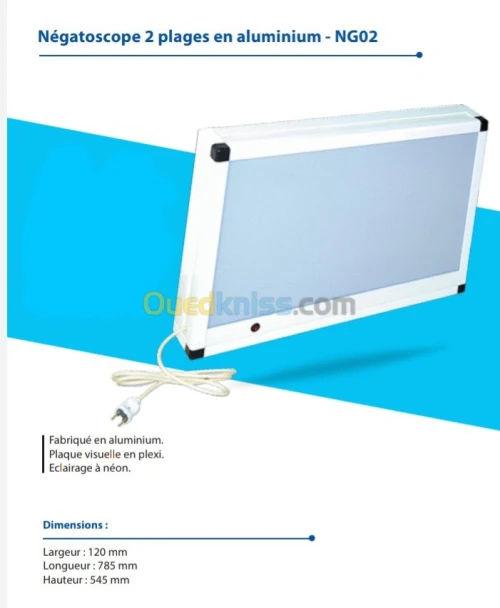 Négatoscope 2 plages en aluminium