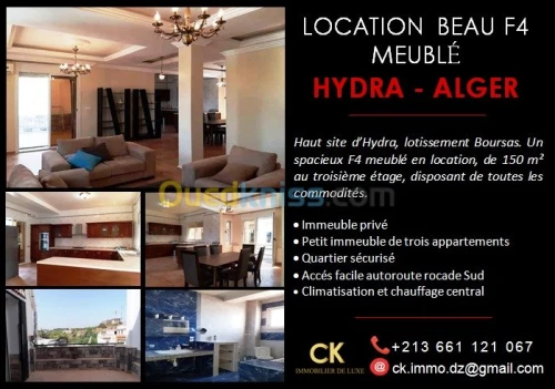 Location Appartement F4 Alger Hydra
