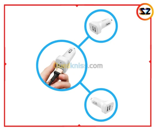 Chargeur Original Auto 2Port USB-Blanc