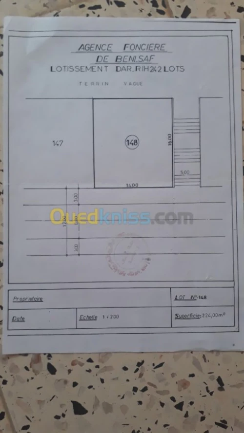 Vente Terrain Ain temouchent Beni saf