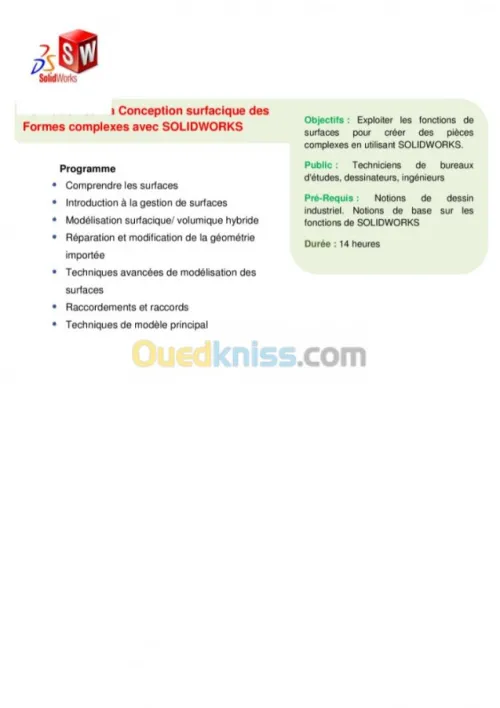 Formateur et Formation en SOLIDWORKS