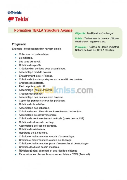 Formateur / Formation TEKLA STRUCTURE