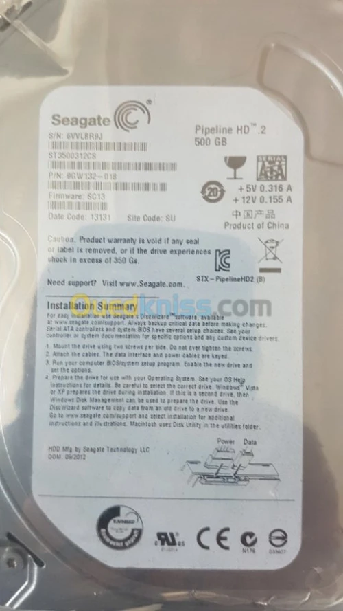 Disque dur Seagate 500gb hdd