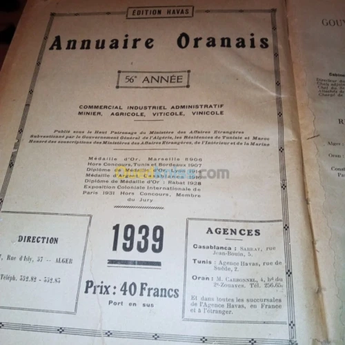 Annuaire Oranais 1939