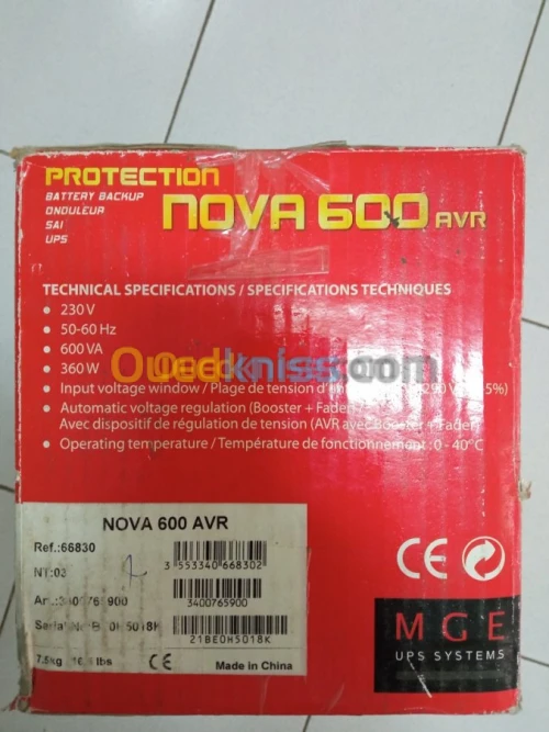 Onduleur MGE UPS NOVA 600 AVR 