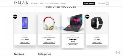 site web  ecommerce 1000da/page