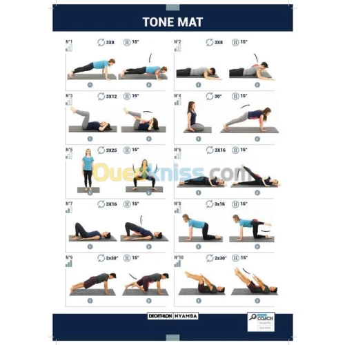 TAPIS Decathlon DE SOL PILATES PLIABLE 160CM X 60CM X 7MM - TONEMAT S FOLD BLEU