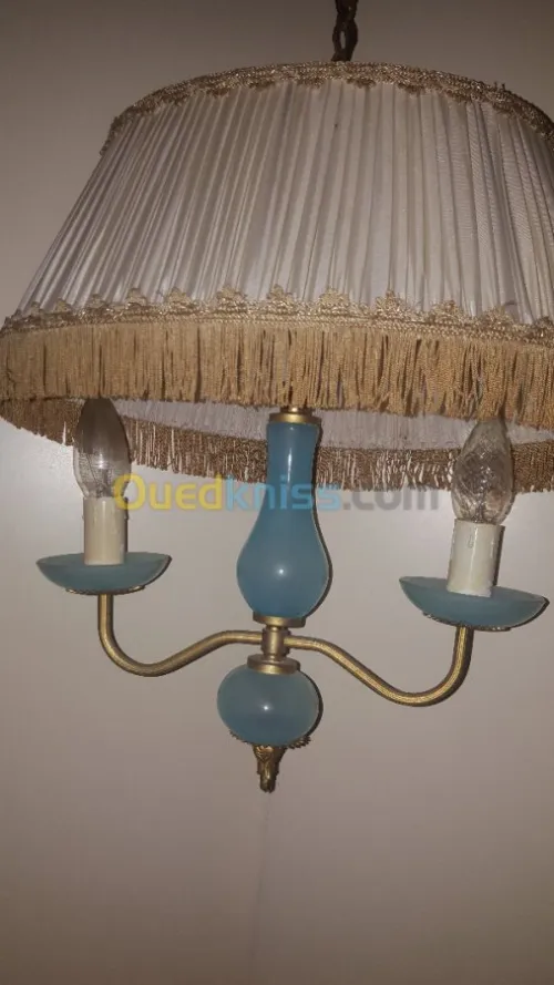 Lustre en opaline bleu 2 lumières 