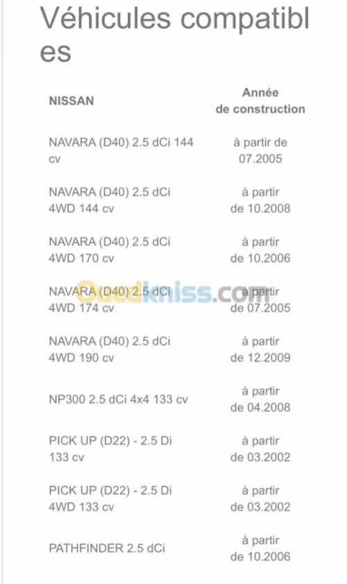 Injecteurs Nissan Navara 2,5 DCI 