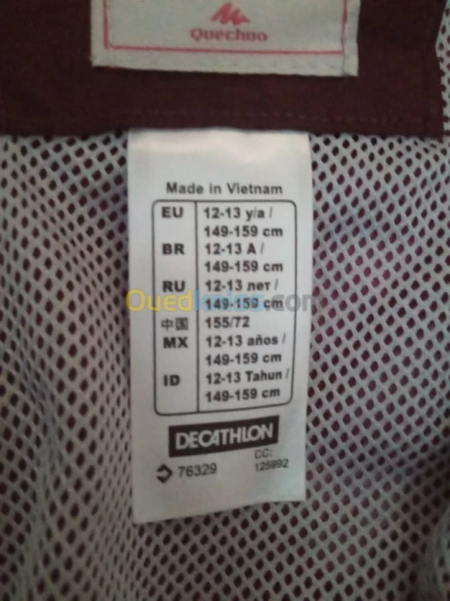 Veste imperméable dechatlon Quchawa or