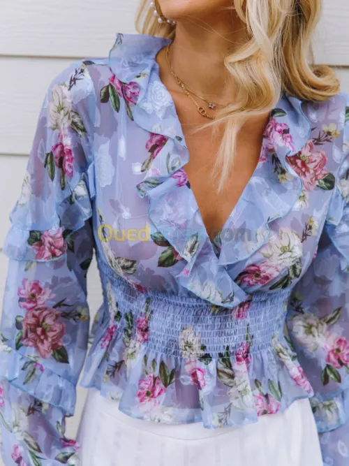 Top fleuri à volants 