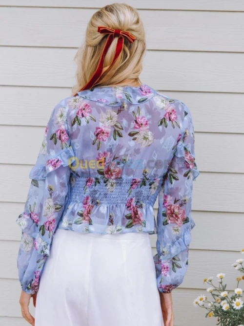 Top fleuri à volants 