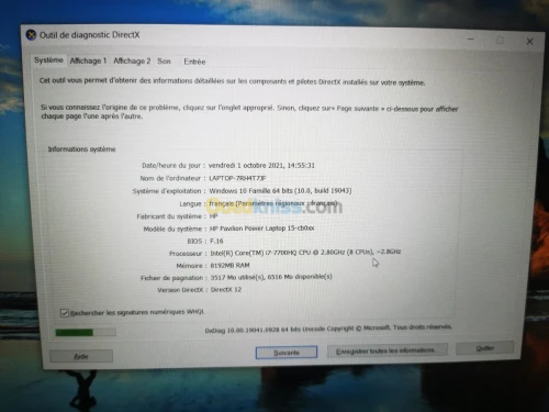 HP pavilion I7gen7/8gb/1tb/gtx1050