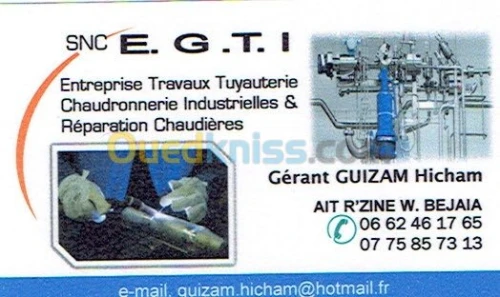 TRAVAUX DE TUYAUTERIE  CHAUDRONNERIE 