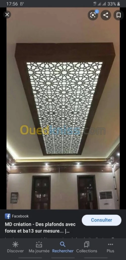 Placoplâtre PVC faux plafond. BA13 pla