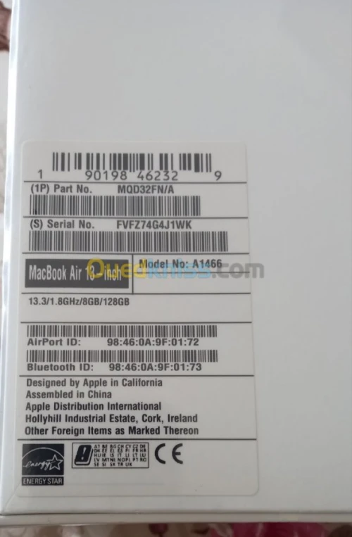 MacBookAir 13 inch - i5 8go ram 128gb 