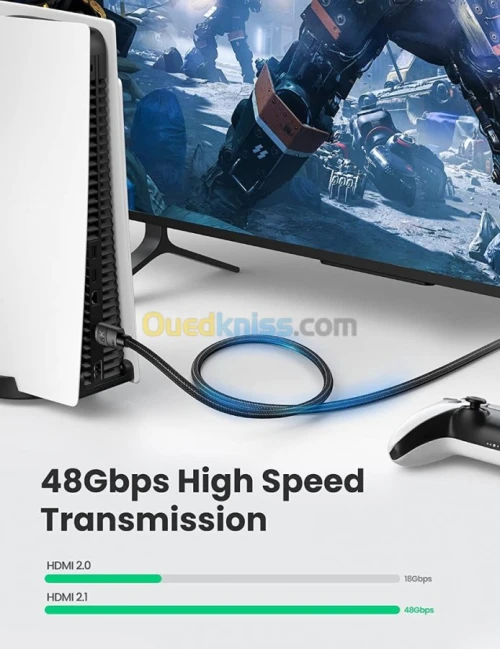 UGREEN Câble HDMI 2.1  8K 60Hz * 4K 120Hz * UHD Haute Vitesse 48 Gbps  * 1M * 2M * 3M* 5M