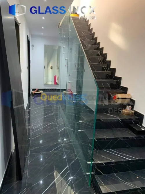 rampe d'escalier en verre trampé 