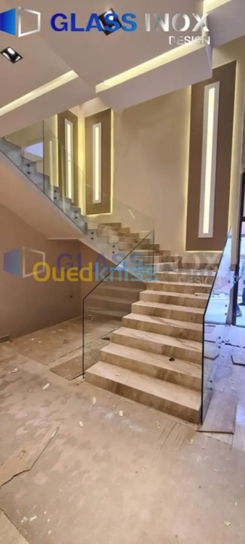 rampe d'escalier en verre trampé 