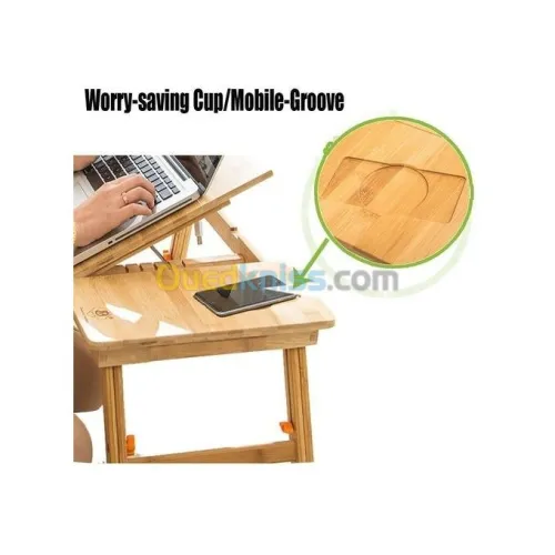 Table LAPTOP en bambou pliable refroidisseur avec ventilateur Grand Format 55cm x 35cm GS