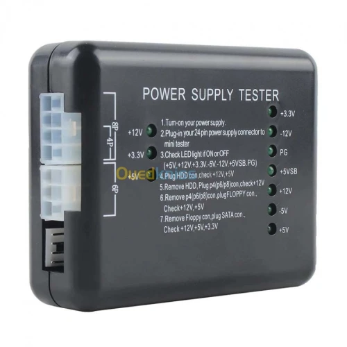 Testeur d'alimentation PSU Tester PC 20/24 Broches ATX SATA HDD 12V 5V 3.3V