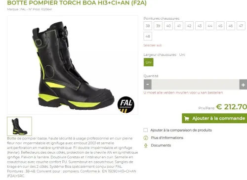 Chaussure de sécurité pour pompier