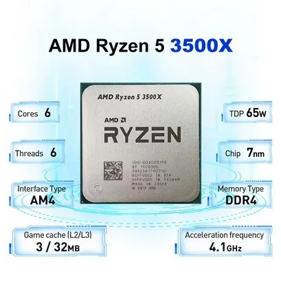 AMD Ryzen 5 3500X 3.6GHz Socket AM4 6-Core 6-Thread 65W R5 3500X 7NM