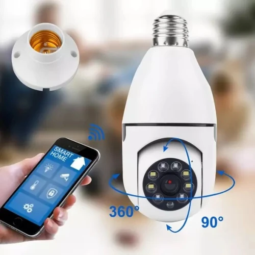  Caméra à ampoule Wifi sans fil à 360 degrés, Version nocturne, sécurité