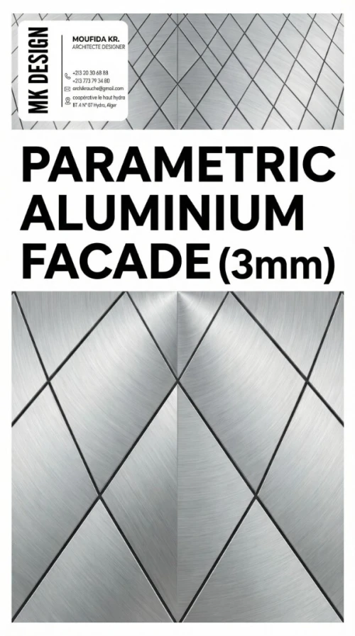 étude et réalisation de Façade secondaire en Aluminium Paramétrique